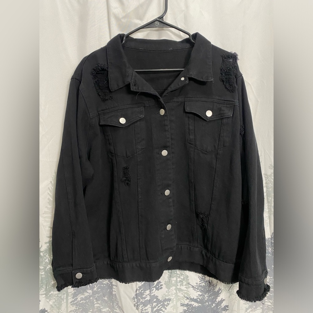 Distressed Black Jean Jacket